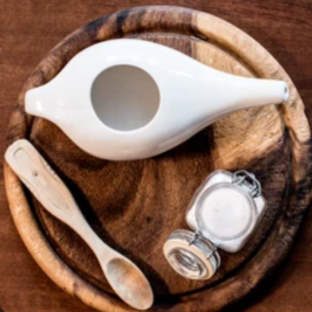 🍒4 for $20🍒 Double Decker Neti Pot White Glazed Ceramic